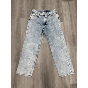 H&M Acid Wash Mom Jeans Loose Fit Adjustable High Waist Denim Women's Size 20